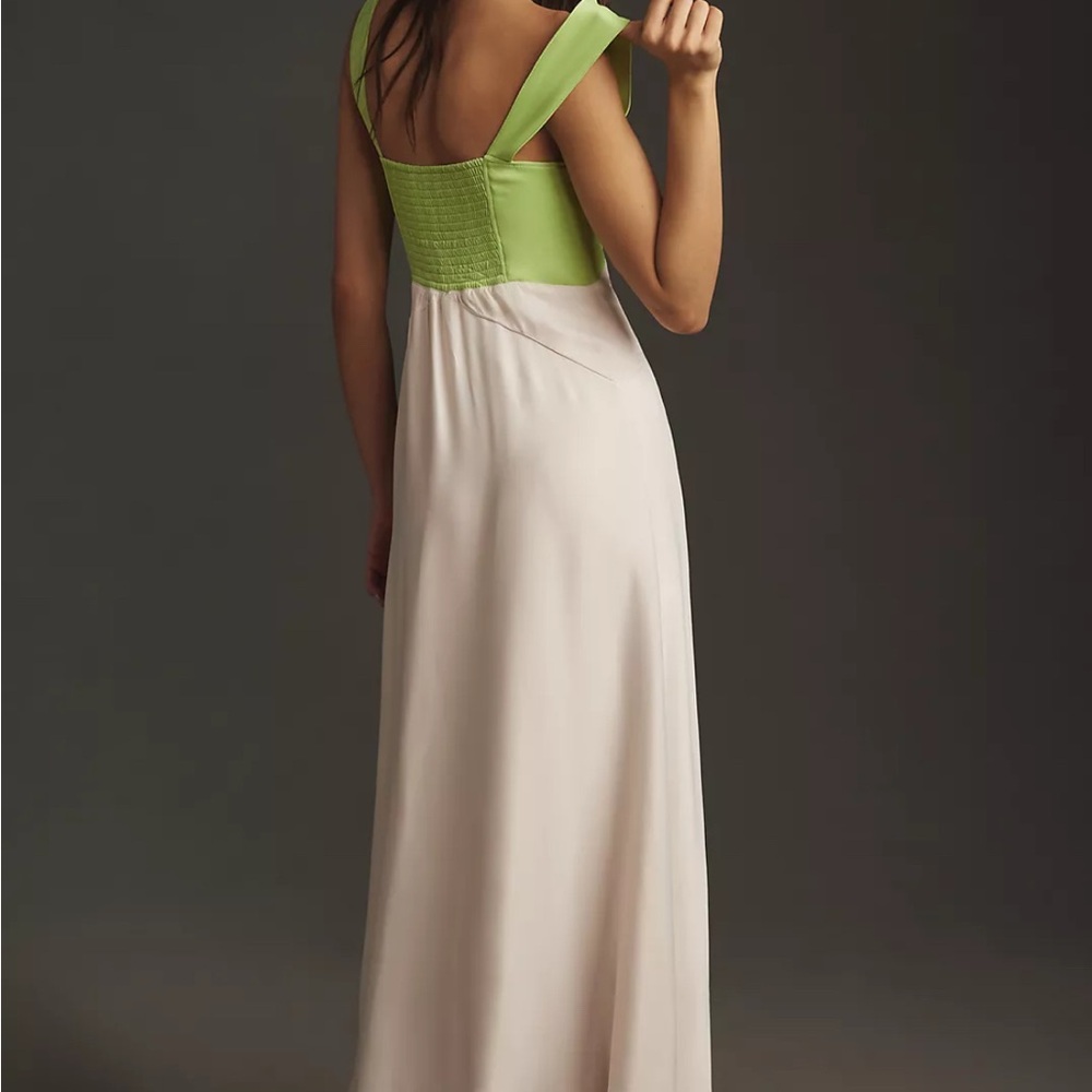 Elegant Green and Cream Maxi Dress